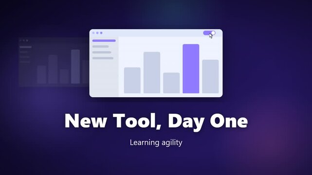 Motion graphics of a grey legacy app window sliding away as a bright new app window springs in, seamless loop
