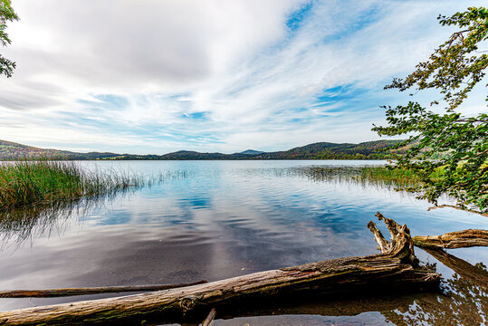 peaceful landscape scenery. Laacher See (Lake Laach) in the Eifel volcanic region. Laacher See is the largest lake in Rhineland-Palatinate, Germany, Europe