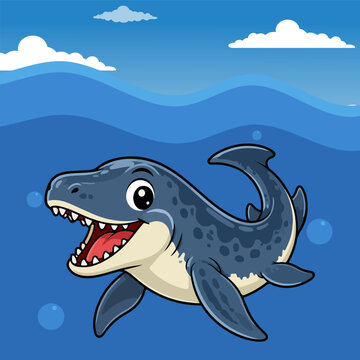 Mosasaurs Cute Dinosaur Children Cartoon