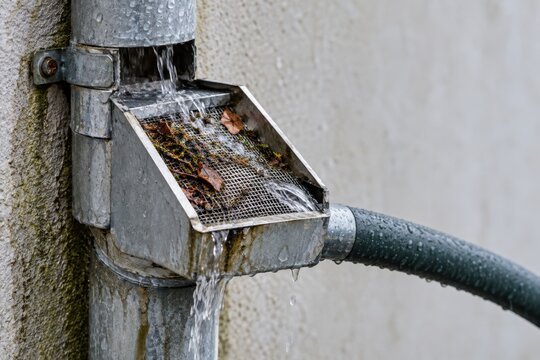 Debris Clogging a Rainwater Harvesting Downpipe Filter