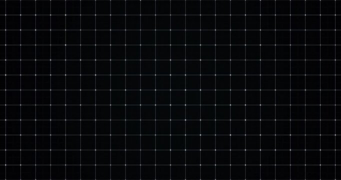 Black grid background with twinkling white nodes, seamless 4K loop
