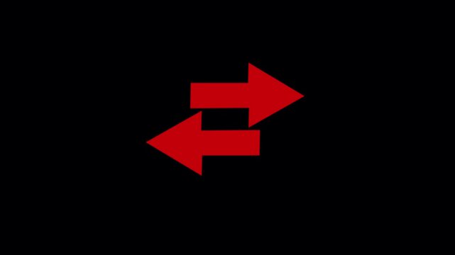 Animated Red Opposite Direction Arrows Icon on Black Background
