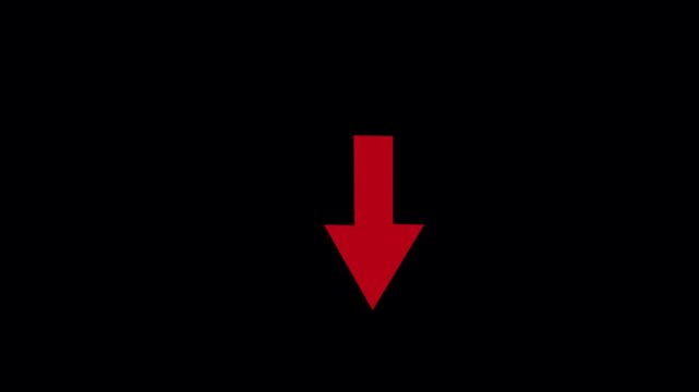 Animated Red Down Arrow Direction Icon on Black Background