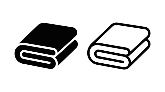 Folded blanket or towel simple flat icon set with textile icon