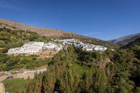 Panoramic view of the charming village of Trevelez in the Alpujarra region of Granada, Andalusia, Spain