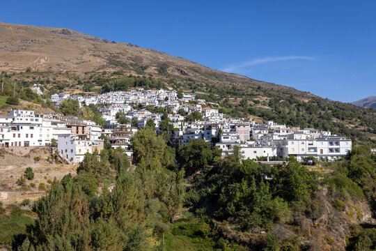 Panoramic view of the charming village of Trevelez in the Alpujarra region of Granada, Andalusia, Spain
