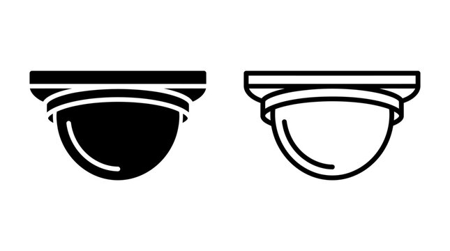 Dome surveillance security camera icon set with security