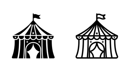 Circus tent with open curtains icon in solid and outline © MdDelowar