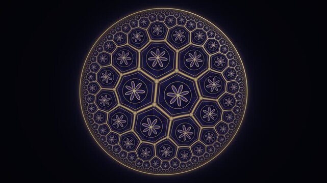 Hyperbolic Poincare Disk Tiling Gold Pattern Loop