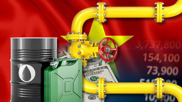 The Vietnamese gas and fuel industry and energy production costs; the impact of the petrodollar and fluctuations in Vietnamese oil and gasoline prices. Visual elements include the Vietnamese national 