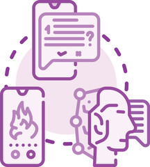 Fototapeta premium Customer support agent working in a call center, assisting users with inquiries, frequently asked questions, and general client service through digital communication channels or a chatbot