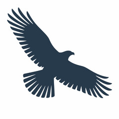 Obraz premium Flying Eagle Silhouette Isolated on White Background