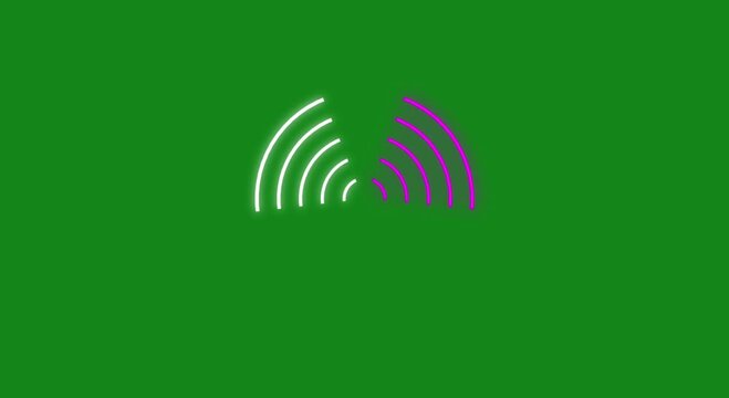 Technology radio waves signal icon animation. bule color background.  spreading with transparent channel. network tower produced radio wave concept. 4k video 