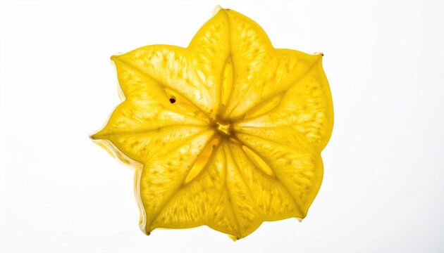Bright Yellow Star Fruit Slices Isolated on White Background for Culinary Use