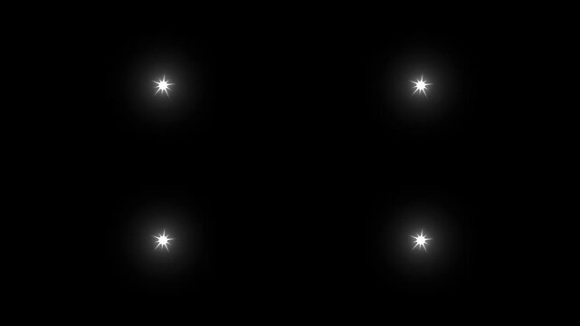 Twinkle sparkle stars with replacement animation, White sparkling glitter transition with abstract glowing stars twinkling on black screen. Sparkle star burst for New Year & Christmas Celebration.4k