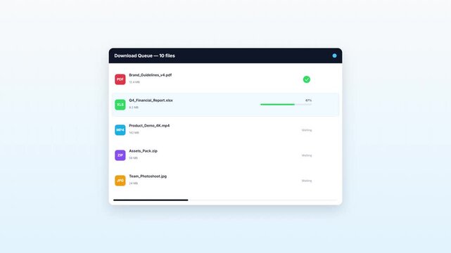 Digital Download Manager Interface Progress Bar