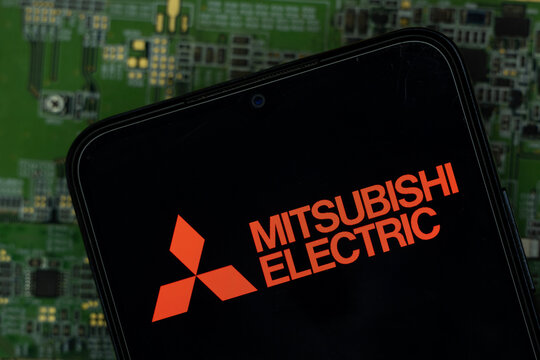 Tokyo, Japan - 06 Sep 2026: Mitsubishi Electric logo is seen on a smartphone screen.