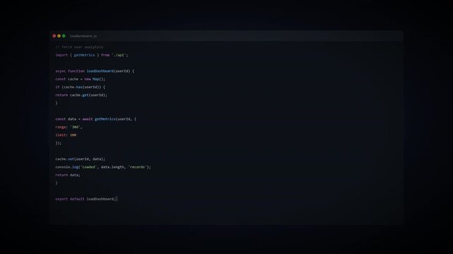 Programming code script on dark screen background for software development and website engineering technology