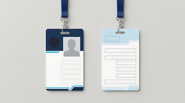Modern professional ID card design template with lanyard for identification and security