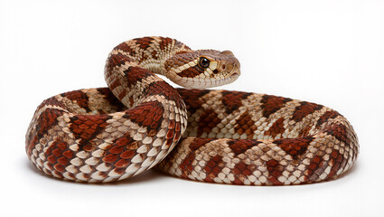 Obraz premium Red Diamondback Rattlesnake Isolated on Seamless White Background