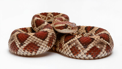 Obraz premium Red Diamondback Rattlesnake Isolated on Seamless White Background