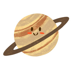 Saturn Planet Cartoon Illustration with Rings © Asyifa