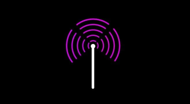 Digital radio waves tower connective network and signal waves ,technology Radiation Symbol  frequency, radio wave screen animation. on back  background,,,4k 