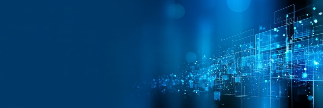 Enterprise Resource Planning Digital Network on Dark Blue Wide Banner