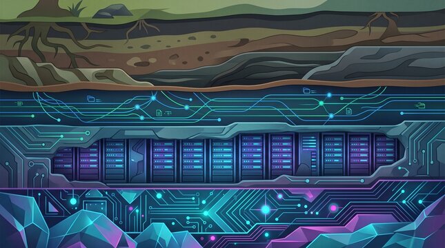 Digital Geological Layers  Abstract Data Technology Background Vector
