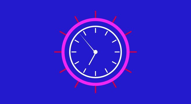 Abstract digital simple clock stop watch icon animation with minimal circular design symbolizing time. on bule  background design for time,,,,, 