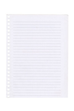 Blank lined notebook paper with punched holes, Isolated on a transparent background