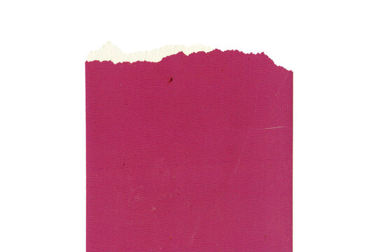 Magenta textured torn paper with ripped top edge, Isolated on a transparent background