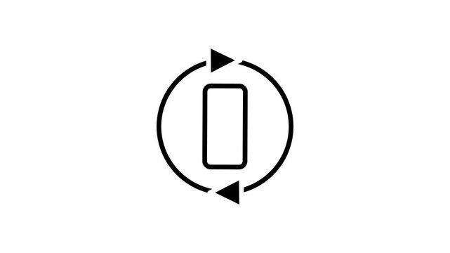 Flat outline icon showing a circular refresh arrow looping around a tilted rectangle representing a rotate or transform image editing function tool