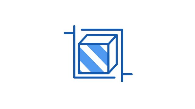 Flat outline icon of a diagonally striped square frame with crop corner markers representing an image cropping or resizing tool function icon used