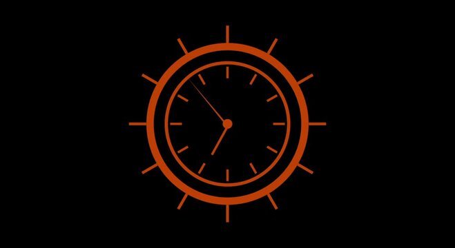 Abstract clock spinning, watch animation on transparent background, Clock icon flat style 24 hours day fast speed movement and real time indicator action,, 4k   