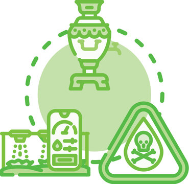 Boil water advisory concept. Bacteria contamination, safety precaution, infection sanitation icon vector illustration