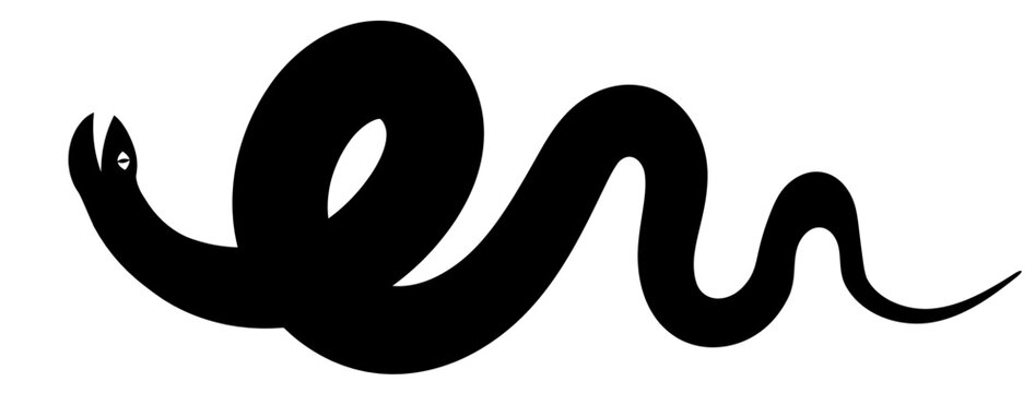Black snake icon, simple serpent symbol set
