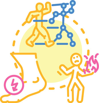 Unnecessary motion concept. Surplus superfluous, extraneous wandering, chaotic erratic icon vector illustration