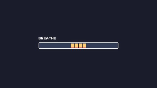 Retro pixel art loading bar with Breathe text