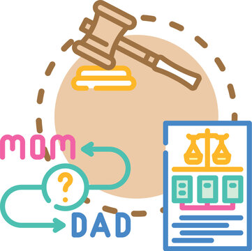 Court decision in chapter 7 bankruptcy concept. Trustee filing, exemption estate, creditor claims icon vector illustration