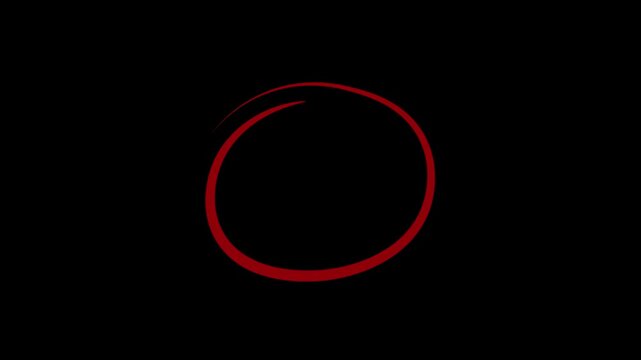 Red Circle marker with drawing animation isolated on black background