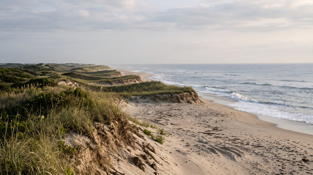 Restored vegetated dunes form a natural coastal buffer against wave energy and erosion, supporting climate adaptation, habitat protection, and resilient shoreline planning.