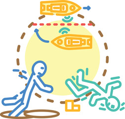 Arriving collision concept. Disruption hazard, debris damage, traffic impactor icon vector illustration © sevector
