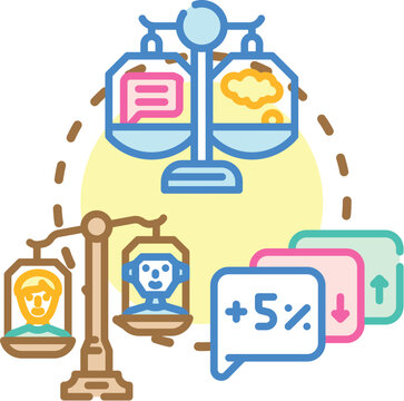 Balanced political views concept. Bipartisan reason, neutrality harmony, equity openness icon vector illustration