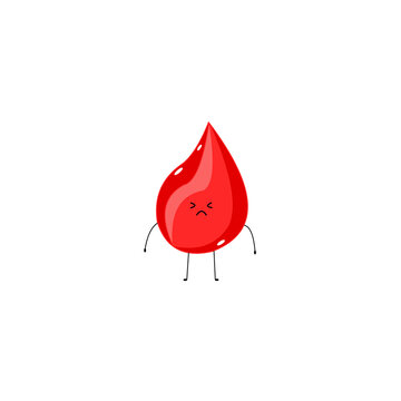Cute illustration drop of blood in stress condition. Cute blood illustration. 