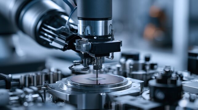 Precision Machine Tool in a Modern Laboratory for Microchip Fabrication with Advanced Robotics Technology in a High-Tech Environment