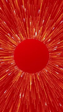 Abstract Red Central Sphere Core with Glowing Gold and White Particles Spreading Outwards