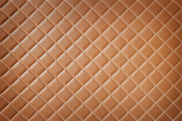 Obraz premium Brown quilted leather texture background with white stitched diamond pattern