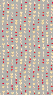 Seamless pattern of red hearts, yellow hearts, and socks
