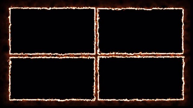 neon overlay frame animation for streaming and gaming templates, glowing light border, bright rectangular neon outline, soft electric shine edge, clean alpha background in 4k.